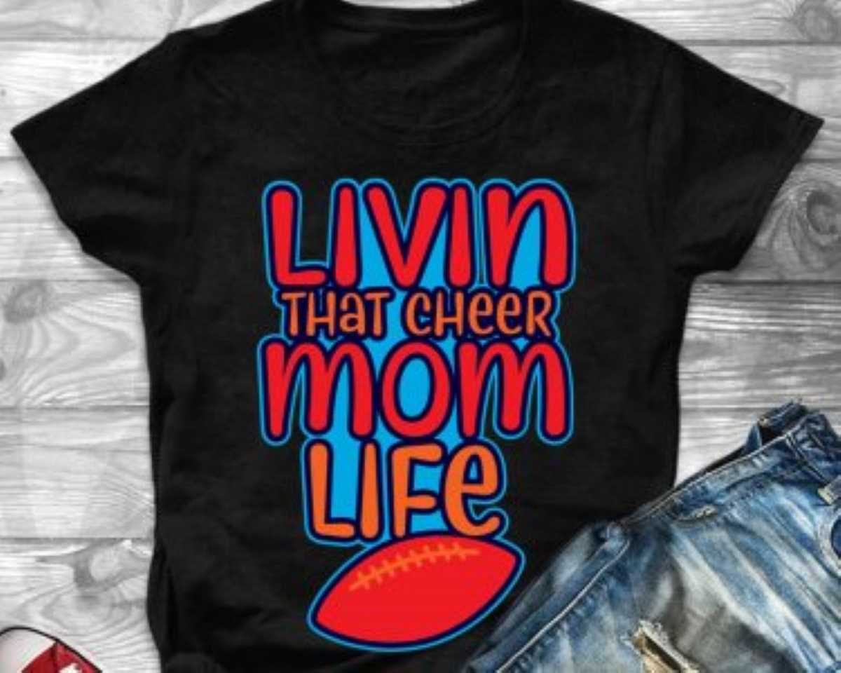Livin That Cheer Mom Life SVG, SVG, Cheer SVG, Mom SVG, T-shirt SVG, Tshirt Design, Cricut Files, Instant Digital Download.