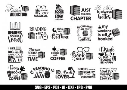 Books And Love SVG, Book Lover SVG, Decals And Stickers, Tshirt Design, Cricut Files, Instant Download