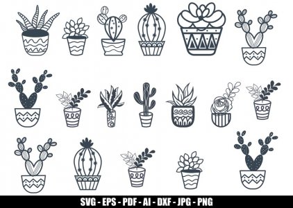 Cactus And Plants SVG, Plants And Pots SVG, Plants Clip Art, Decals And Stickers, Tshirt Design, Cricut Files, Instant Download