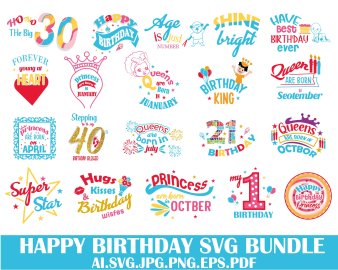 Birthday svg, Birthday svg bundle, Birthday girl svg, Birthday clipart, Happybirthday clipart, Birthday cutfile