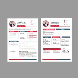 Red color resume cv template