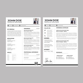 Professional resume cv template ready to print