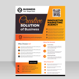Orange bright flyer vector design