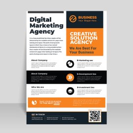 Black orange corporate and clean flyer