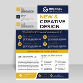Black yellow minimal flyer vector template