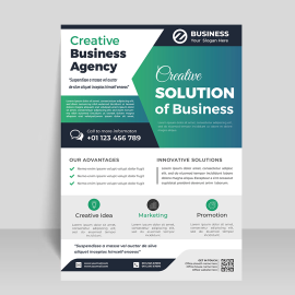 Teal simple abstract flyer template