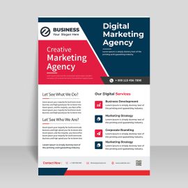 Blue red modern flyer design template