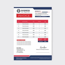 Red blue invoice simple minimal design