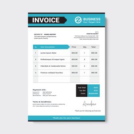 Elegant basic blue invoice template