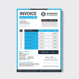 Simple professional blue invoice template