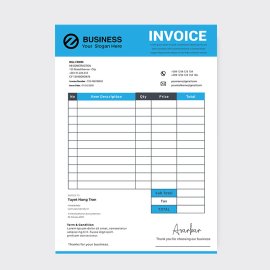 Clean blue professional invoice