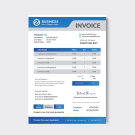 blue color invoice template
