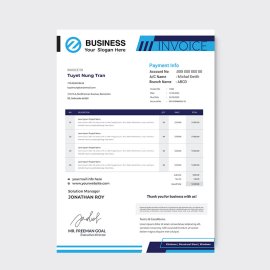 Blue invoice template cash memo