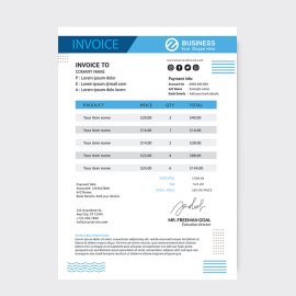 Blue black professional abstract invoice template