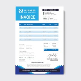 Blue minimal professional invoice design