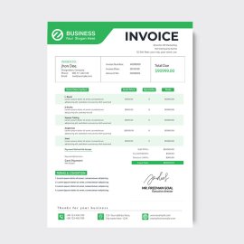 Green simple invoice template vector