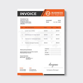 Orange black combo color simple invoice template design
