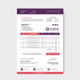 Professional purple pink invoice template