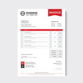 Red and grey color elegant invoice design template