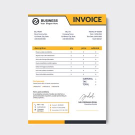 Yellow professional creative invoice template