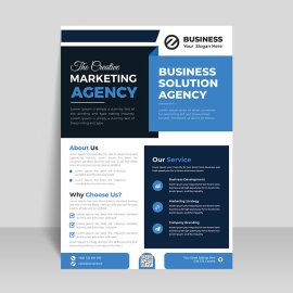 Blue abstract business flyer template