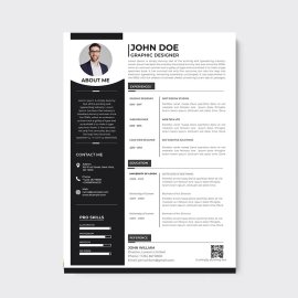 Minimal black clean cv resume template