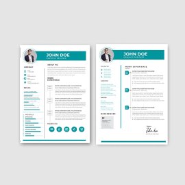 Green white resume template