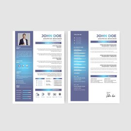 Gradient blue free vector resume cv set
