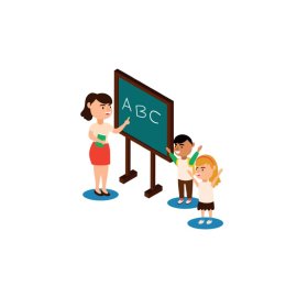 free vector teacher and students
