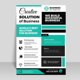 Green color business flyer template