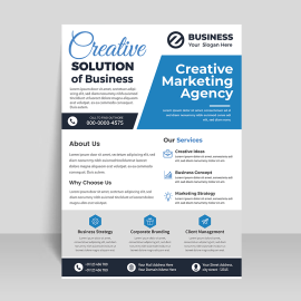 Blue abstract business flyer template