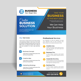 Blue black abstract design flyer template