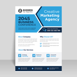 blue white black Flyer template for free