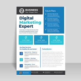 Professional corporate blue flyer template