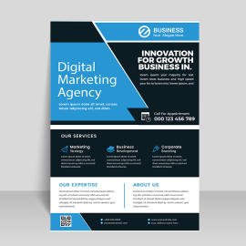 Blue corporate business flyer template