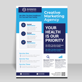 Blue corporate style ready to print digital flyer template