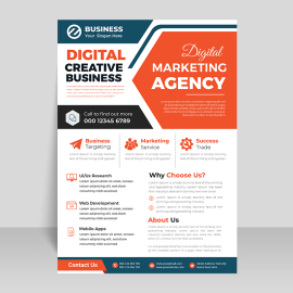 Simple clean orange white flyer template