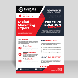 Professional red black flyer template