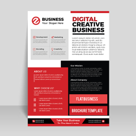 Professional red and black color free vector print ready flyer template