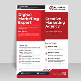 Digital red abstract print ready flyer