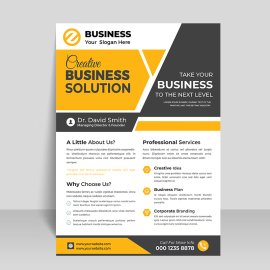 Free vector black professional yellow flyer template