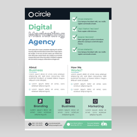 Teal green flyer leaflet vector