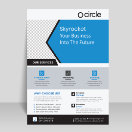 Blue ready to print flyer design vector