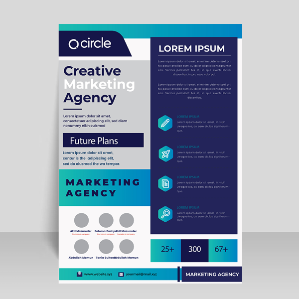 Flat Blue creative business flyer or poster template - freepng