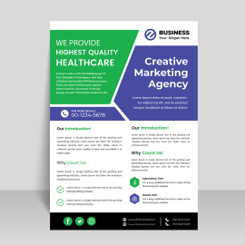 Blue green leaflet vector design template