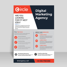 Dark blue simple basic flyer design for free