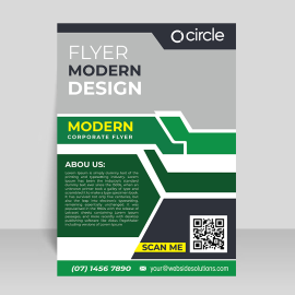 Green color modern flyer template abstract concept