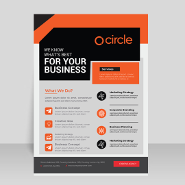 Black orange combo color corporate brochure flyer