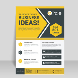 Yellow black flyer template vector for free