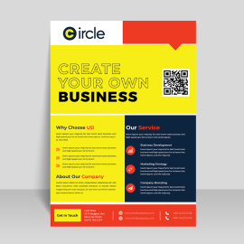 Bright yellow funky flyer brochure template leaflet design